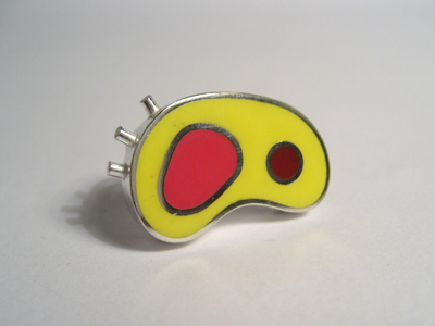 Yellow and Pink Biomorph Twist Brooch
