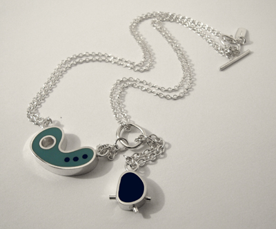 Turquoise and Navy Biomorphs on Chain