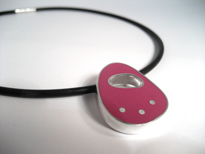 Purple Biomorph Pendant on Rubber