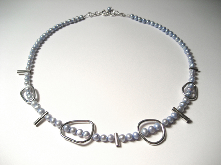 Hoop, Line and Pearl Necklace