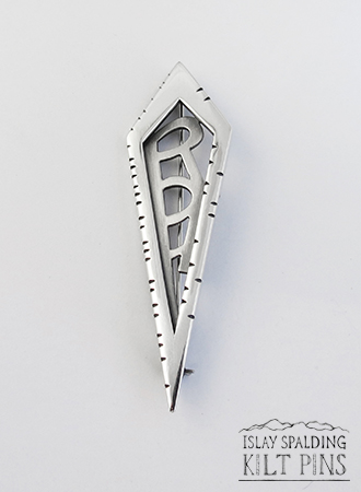 Initials in Notched Frame Kilt Pin